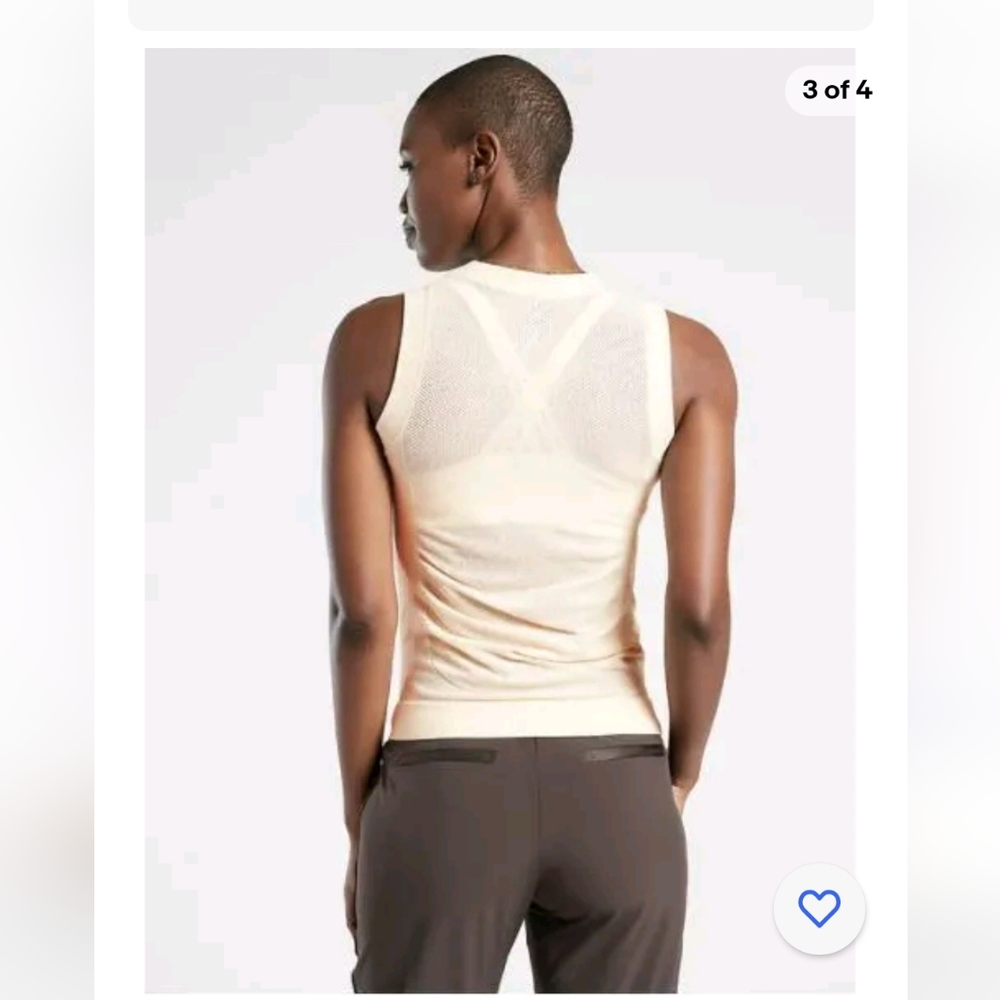 Athleta Foresthill Ascent Wool Seamless Tank Top Mesh Back Cream Size XS - Picture 4 of 15